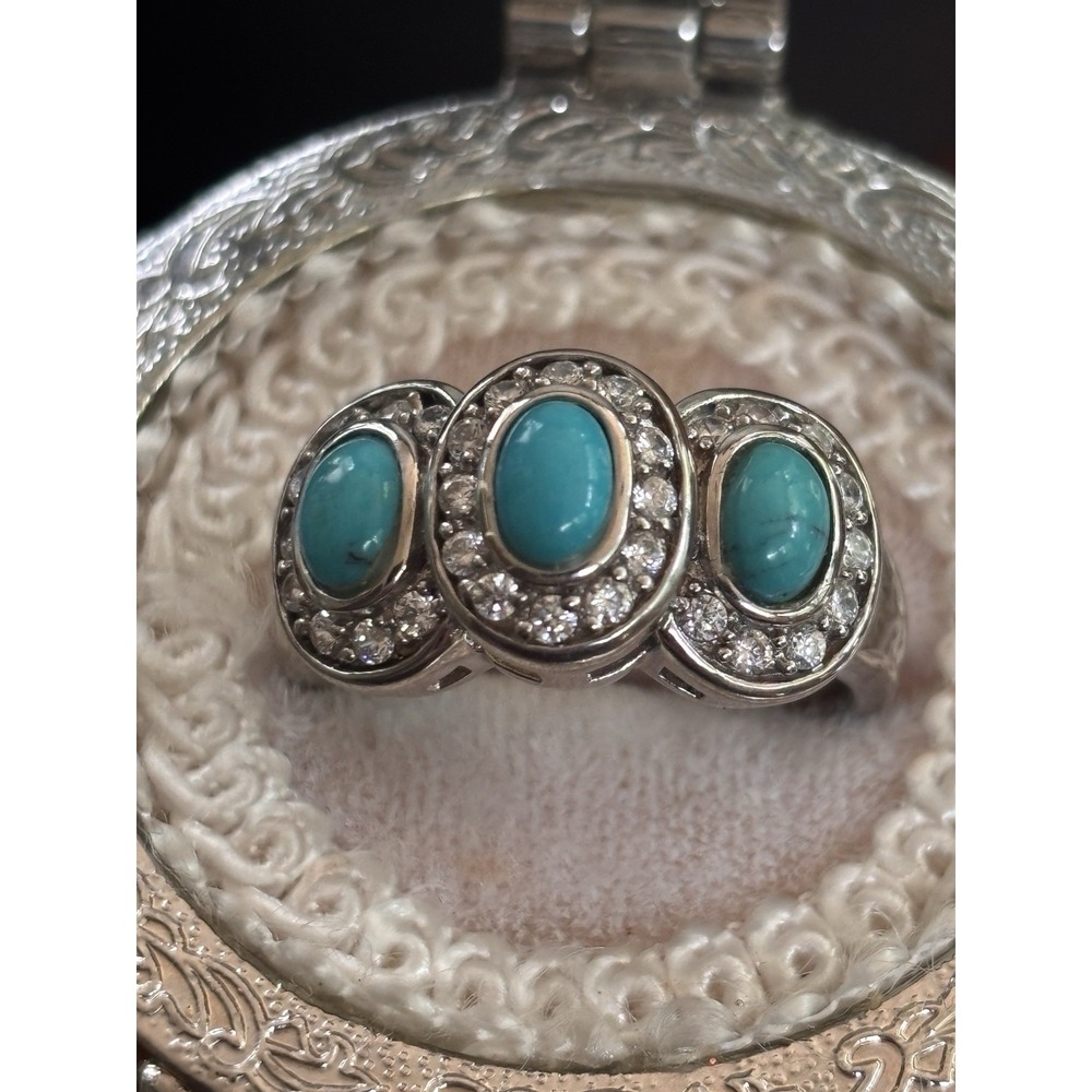 Vintage Designer Joseph Esposito Sterling Silver & Turquoise Ring - Size 10